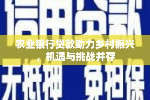正定农业银行贷款助力乡村振兴，机遇与挑战并存