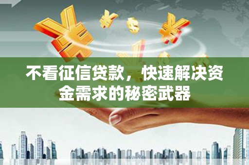 正定不看征信贷款，快速解决资金需求的秘密武器